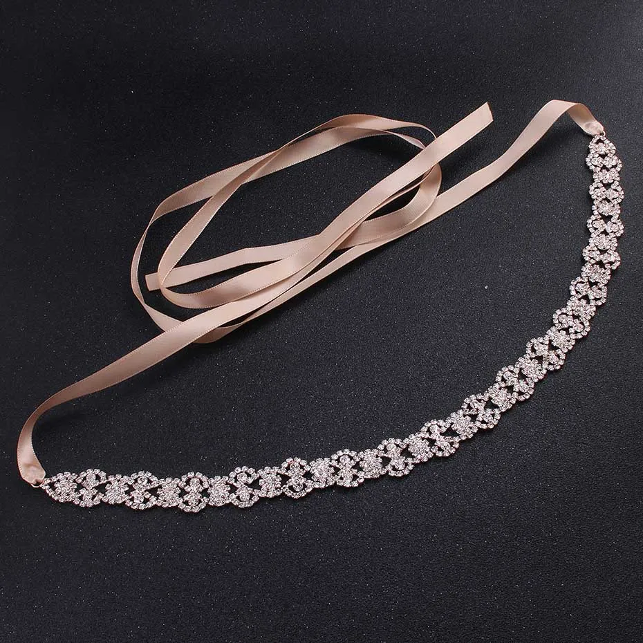 Rose Gold Miallo, Классические тонкие Свадебные ремни и пояса из сплава с австрийским кристаллом, тонкие пояса для невесты, подружек невесты, свадебные аксессуары для одежды - Цвет: Rose Gold