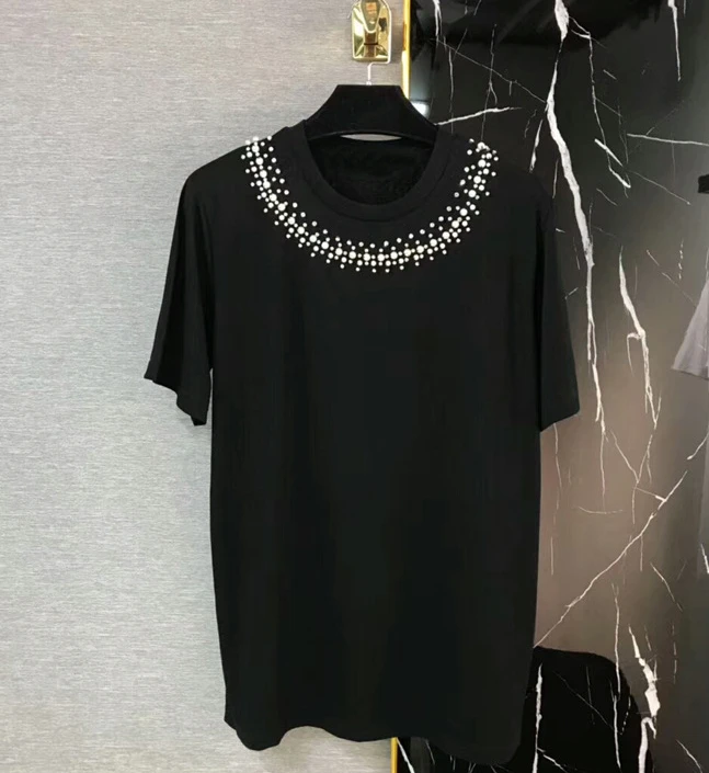 2018 женская летняя обувь Хлопок Бисероплетение со стразами футболка at180304 |