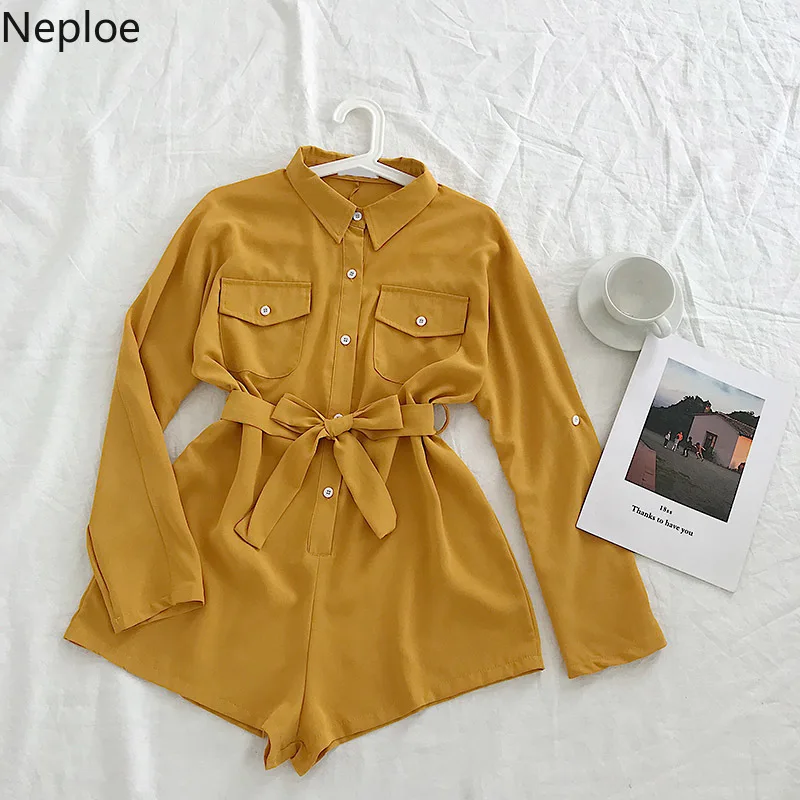 Женские комбинезоны с завышенной талией Nepole однотонные шифоновые Комбинезоны
