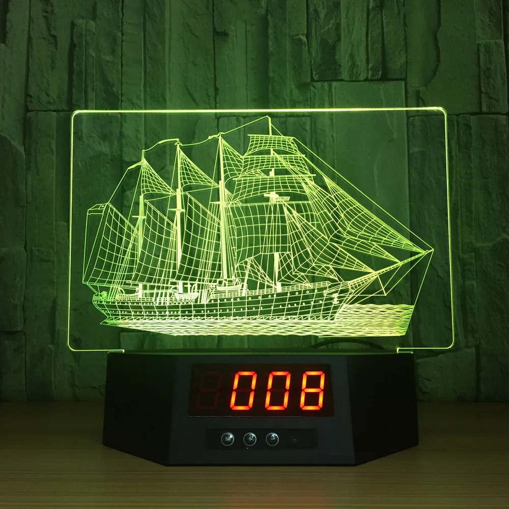 Новый 3D Парусник модель энергосберегающий светодиодный светильник база
