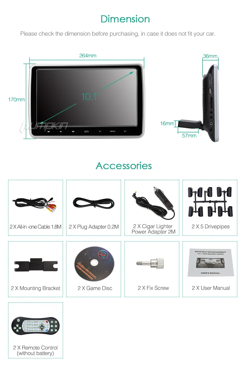2 шт./лот 10 1 дюймов Автомобильный подголовник dvd-плеер TFT HD экран HDMI высокое