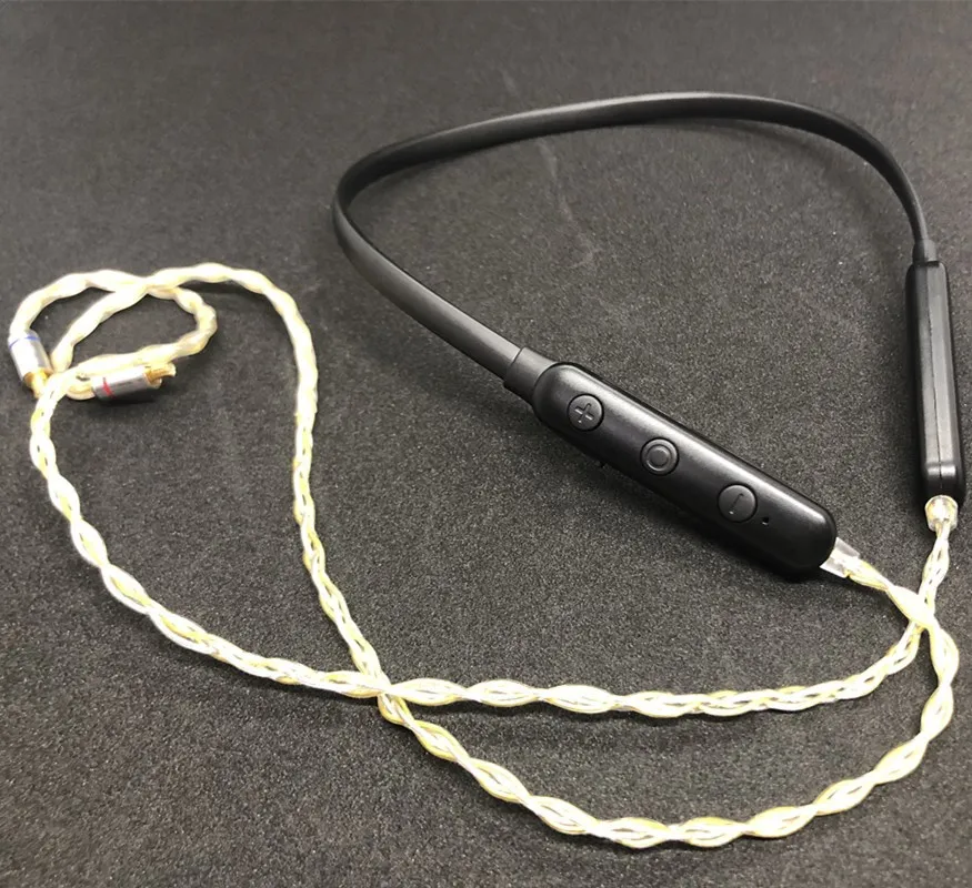 PIZEN Шейным Bluetooth беспроводной адаптер APTX AAC 2PIN MMCX 4 ядра смешанный OCC посеребренный кабель микрофон для KZ Shure TF10 W4R IE80