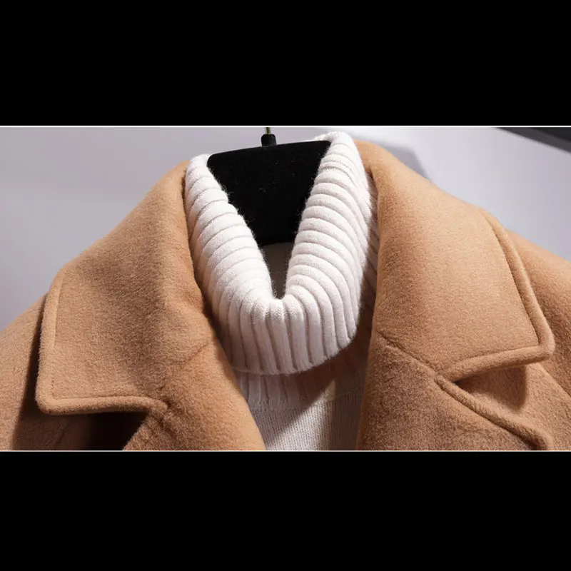 Модная новинка 2018 однотонное Женское шерстяное пальто с отложным воротником