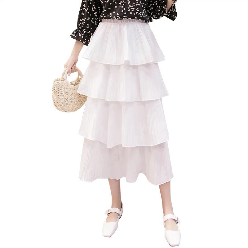 street fashion new spring summer A line pleated skirt layers cake high waist skirts for girls and young lady | Женская одежда