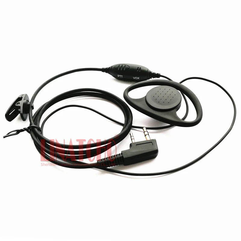 good quality D shape PTT VOX mic walkie talkie interphone professional earphone earhook universal K-Type