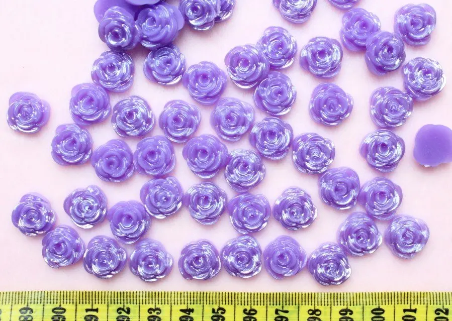 

set of 500pcs of 12mm Acrylic Bling rose cabochons purple shiny for diy YZ0050 you pick colors