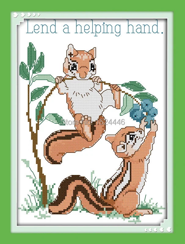 Помогать друг другу белка Живопись Животные Счетный Печать на холсте DMC 14CT 11CT