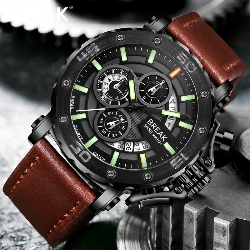 Перерыв для мужчин Топ Роскошные Брендовые мужские наручные часы Мужские с