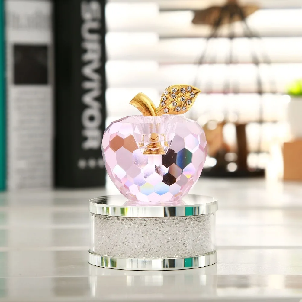 

Crystal Apple Ornament Glass Crystal Ornament with Rhinestone Base Birthday Gift Home Decoration DEC481