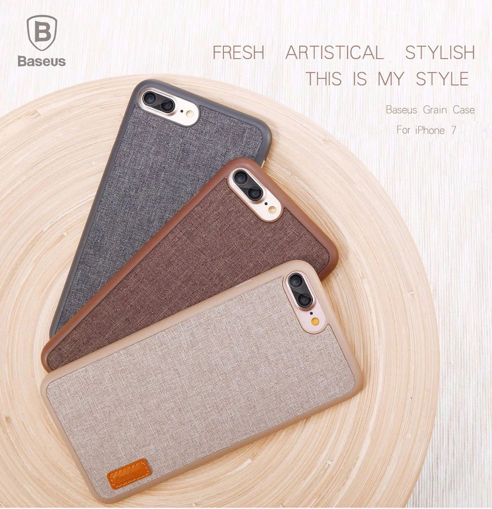 for iPhone7 Baseus Grain Case Artistical Style Phone Shell iPhone 7 Full Coverage Protection 4.7 inch TPU Cloth |