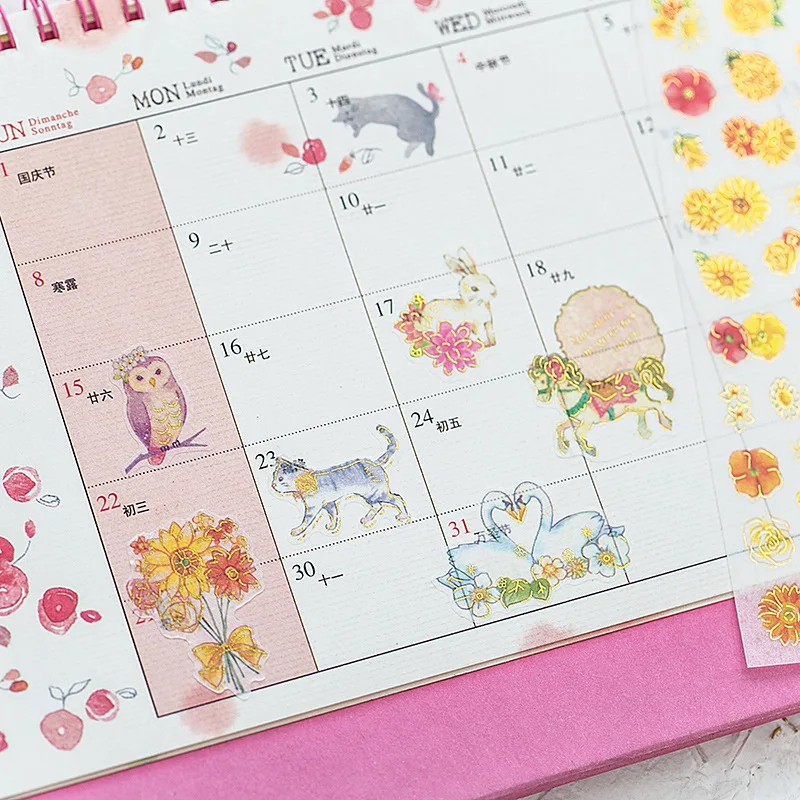 6 листов набор наклеек с птицами и цветами декоративный стикер для канцелярских