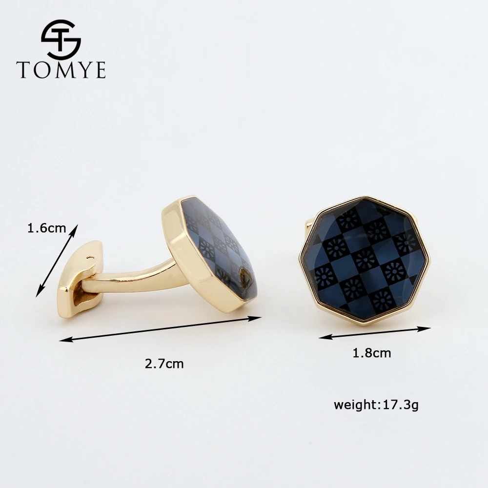 Запонки для мужчин TOMYE XK19S060 золотистые синие модные запонки рубашек в подарок |