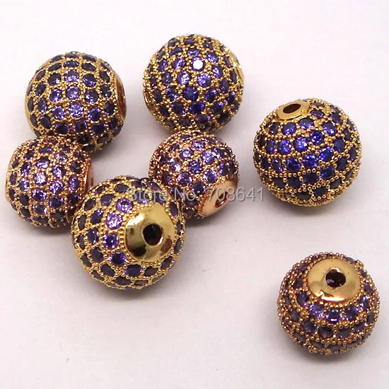 12mm Gold plated Brass Micro Pave Zircon CZ Round Ball Bead Connectors Spacer Beads For DIY Bracelet Making Charms | Украшения и