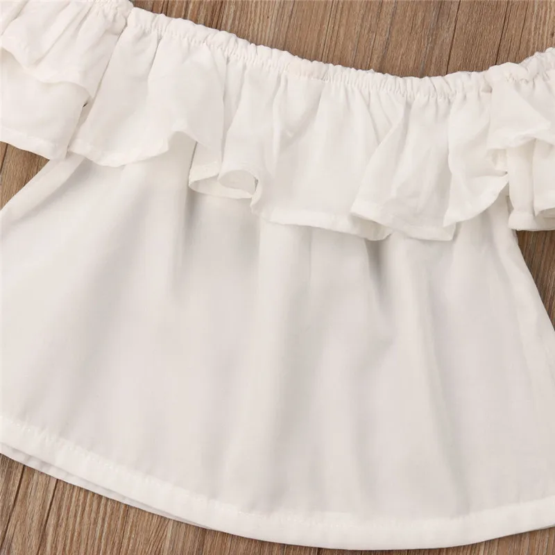 

2019 Summer Cute Toddler Kid Baby Girl Off Shoulder Crop Top Pants Outfits Clothes