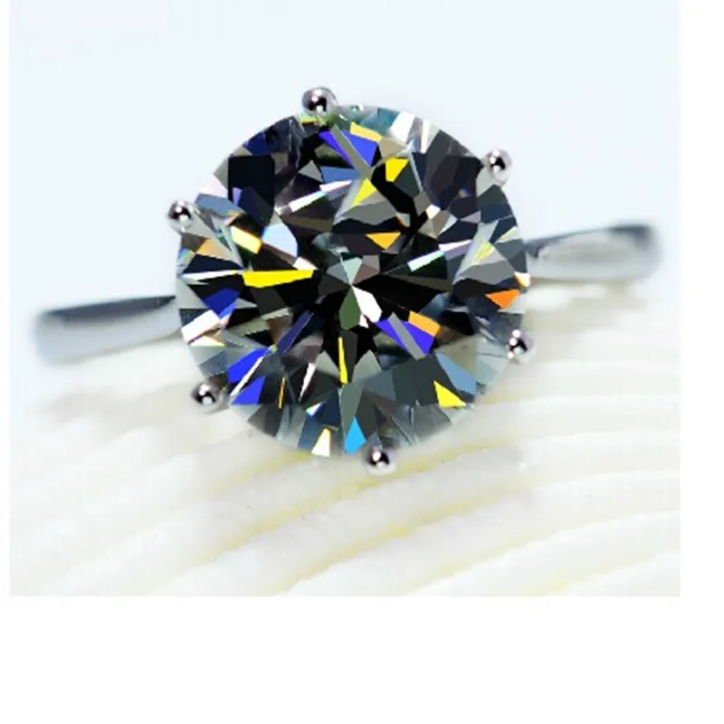 Лидер продаж 4 карат Круглый Пасьянс NSCD красивый бриллиант обручальное кольцо из