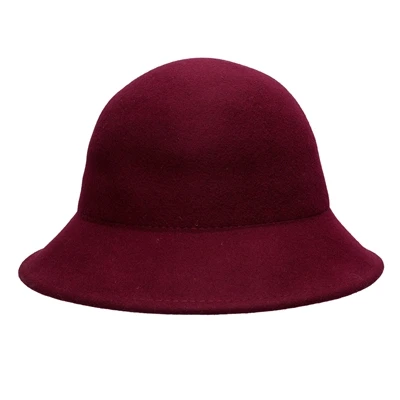 Lawliet шерстяная шляпа Fedora Женская флоппи Дамская Шляпка колокольчиком шляпы ведро с широкими полями Свадебный церковный Fedora Шляпа T287 - Цвет: Wine