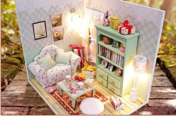 Подарок на день рождения DIY деревянный кукольный домик с мебелью игрушки подарки