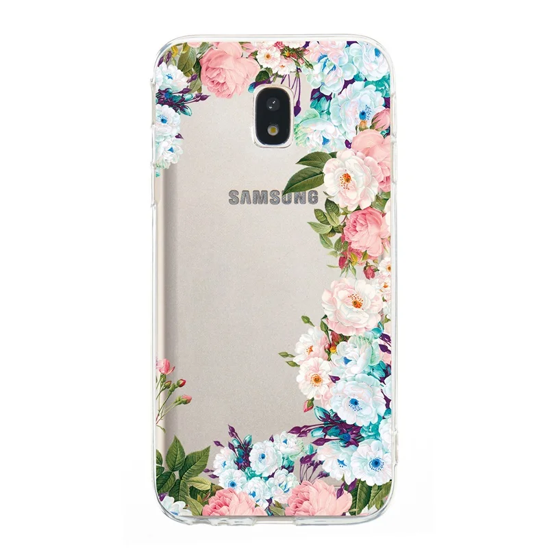 Case For Samsung Galaxy J3 J330F J5 J530F J7 J730F 2017 Cover flower TPU Jelly Transparent clear ultra thin soft case kimTHmall |