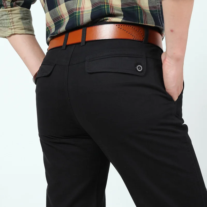 2017 New Arrival Casual Business Pant Men Cotton Solid Straight Black Khaki Loose Trousers Plus Size 29-42 3 Colors |