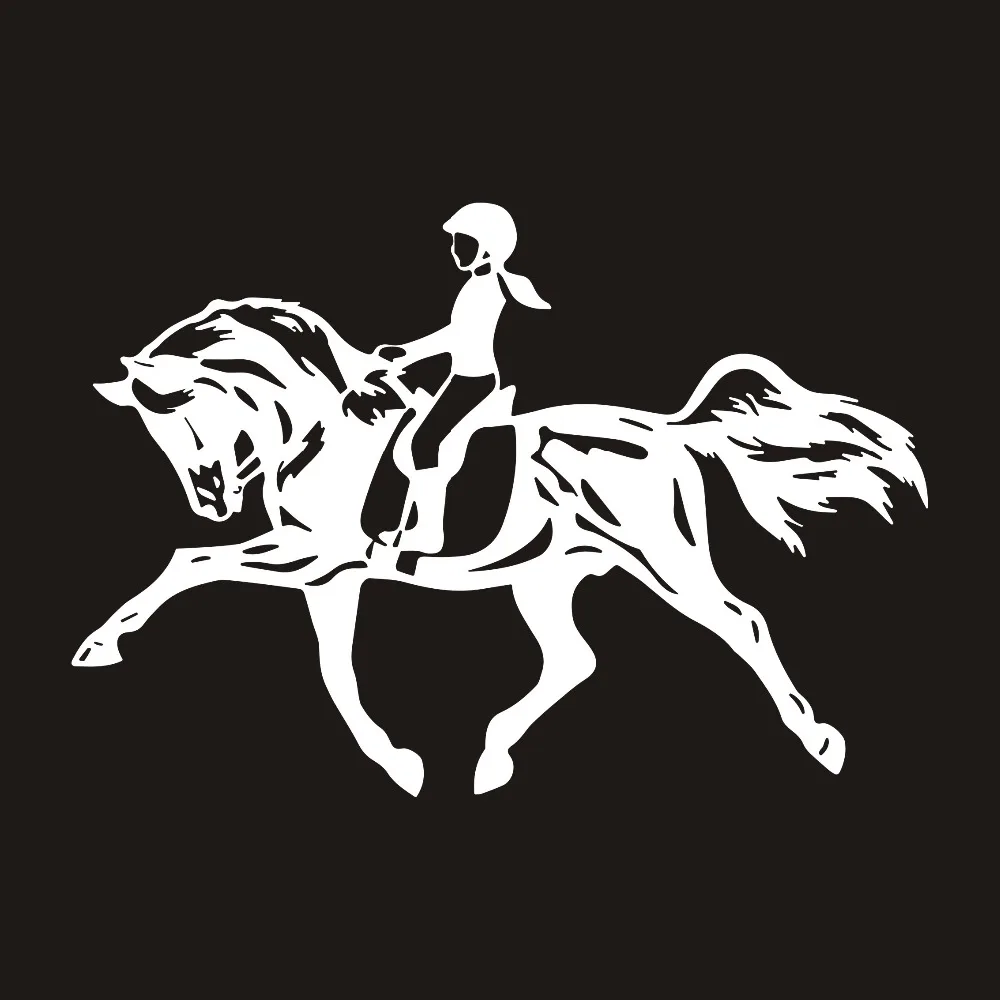 Смешные 18 см * 12 5 езда Лошадь Прыжки Спорт Девушка виниловые автомобильные