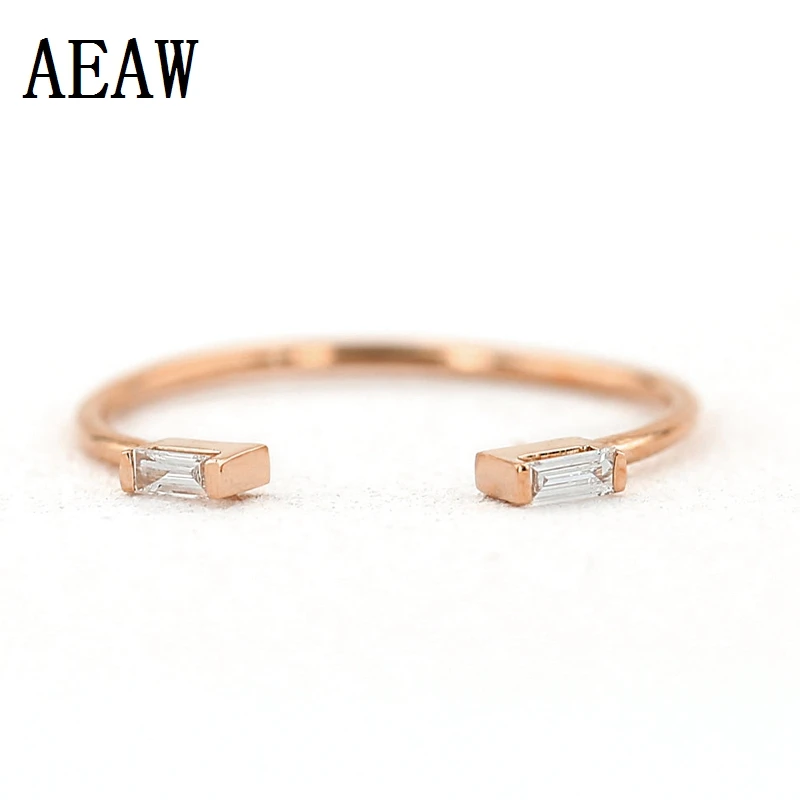 

0.12ctw 14k Rose Gold Double Diamond Baguette Ring Yellow Gold Diamond Ring Dainty Stacking Ring Mothers day gift