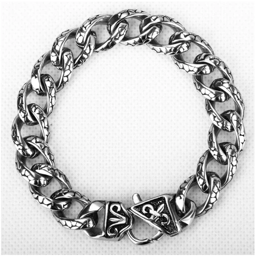 Мужской браслет из нержавеющей стали 316L кубинские цепочки серебристого цвета