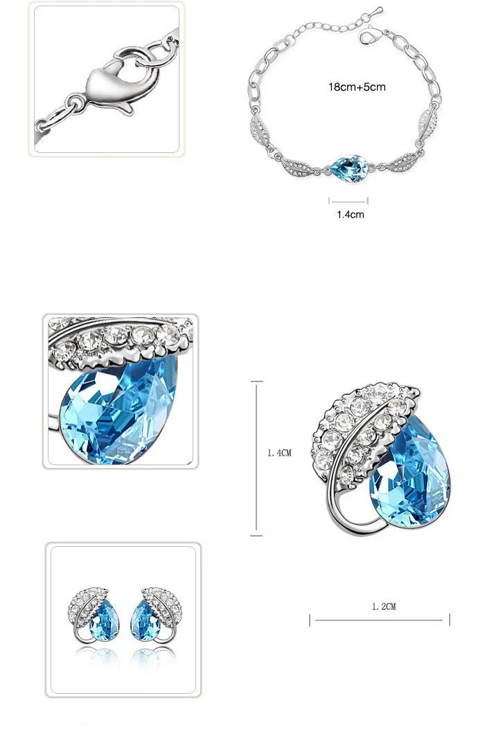 Бесплатная доставка Розничная Мода австрийского Хрусталя белого золота Цвет