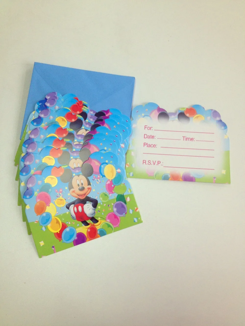 12 шт./лот товары для дня рождения Микки Мауса пригласительные открытки украшения