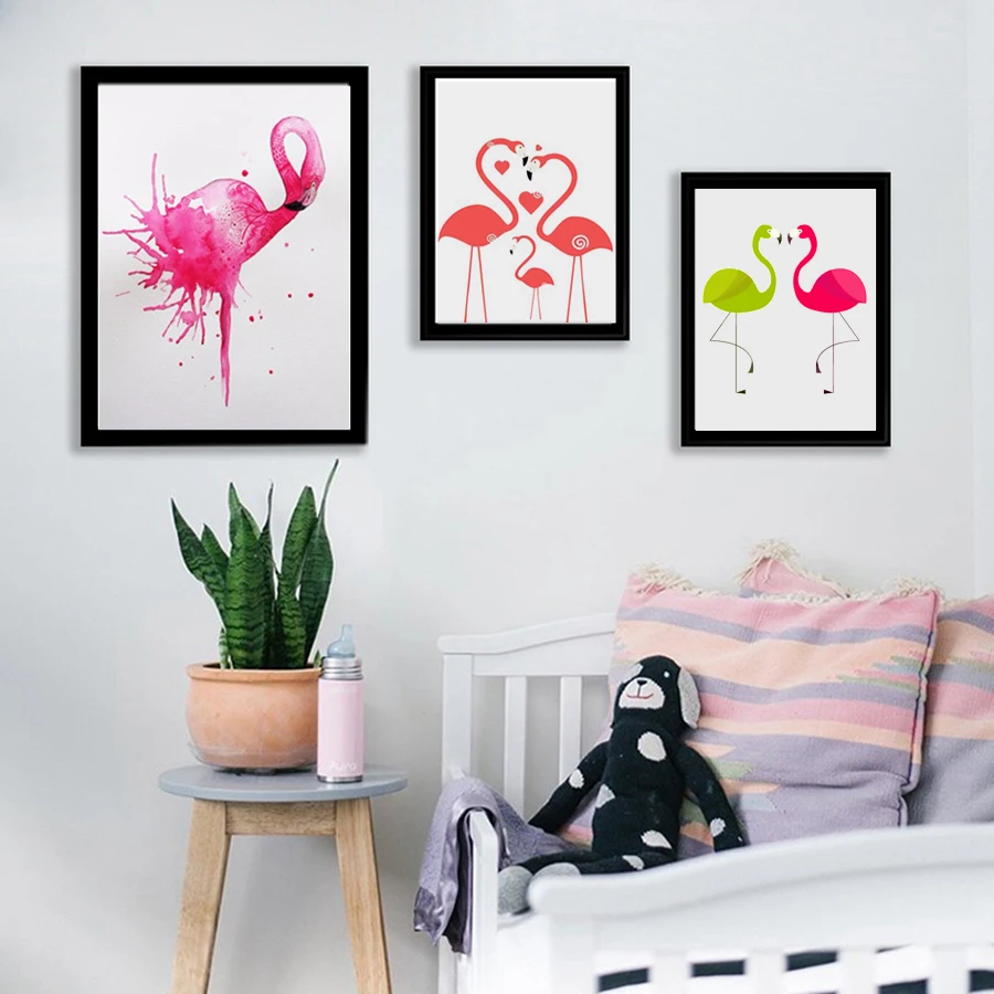 HAOCHU Splash Ink Flamingo Forest Landscape Deer Animal Wall Art Picture Canvas Painting Poster Living Room Nordic Decoration | Дом и сад