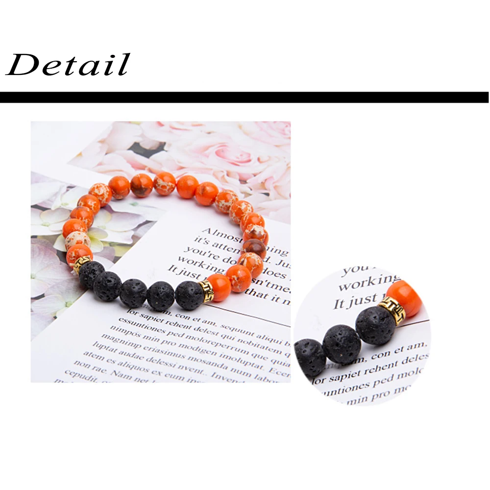 XZP браслеты с голограммой из натурального камня лава целебная Йога баланс бисера