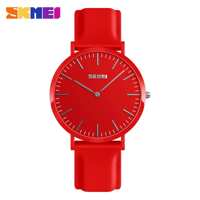 Red Watch S SKMEI модные элегантные женские кварцевые часы водонепроницаемые многоцветные красные белые женские цифровые наручные часы силиконовый браслет часы - Цвет: Red Watch S