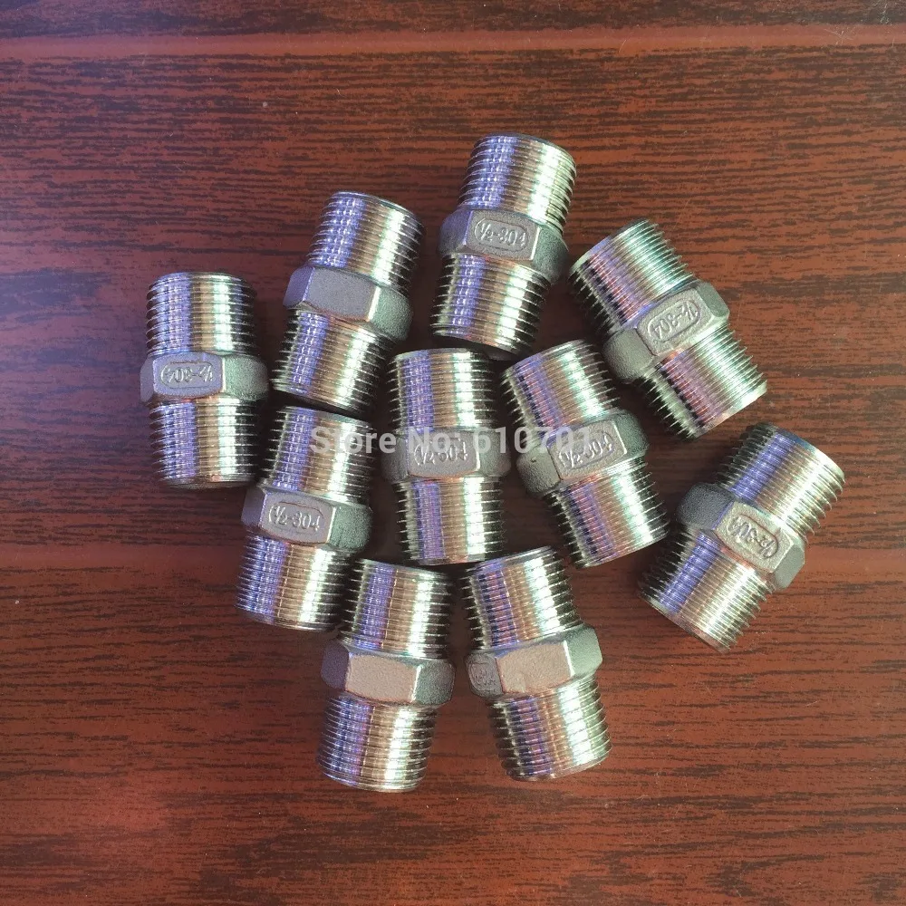 10 шт. шестигранные трубы 1/2 дюйма из нержавеющей стали|threaded pipe fittings|hex nipplemale hex nipple |