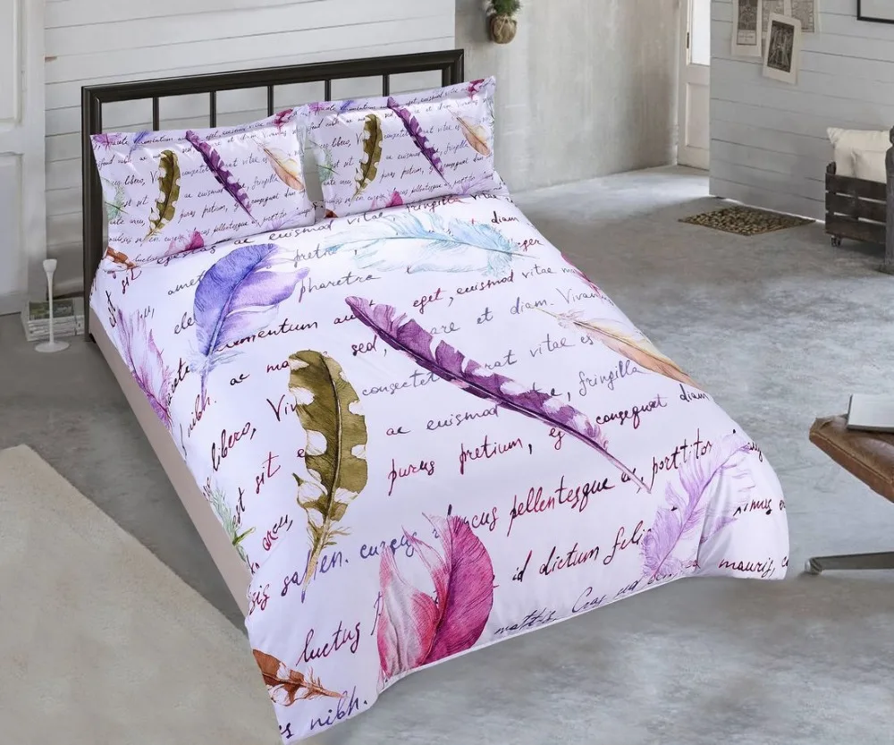 Комплект постельного белья из 3 предметов постельное белье с перьями в богемном