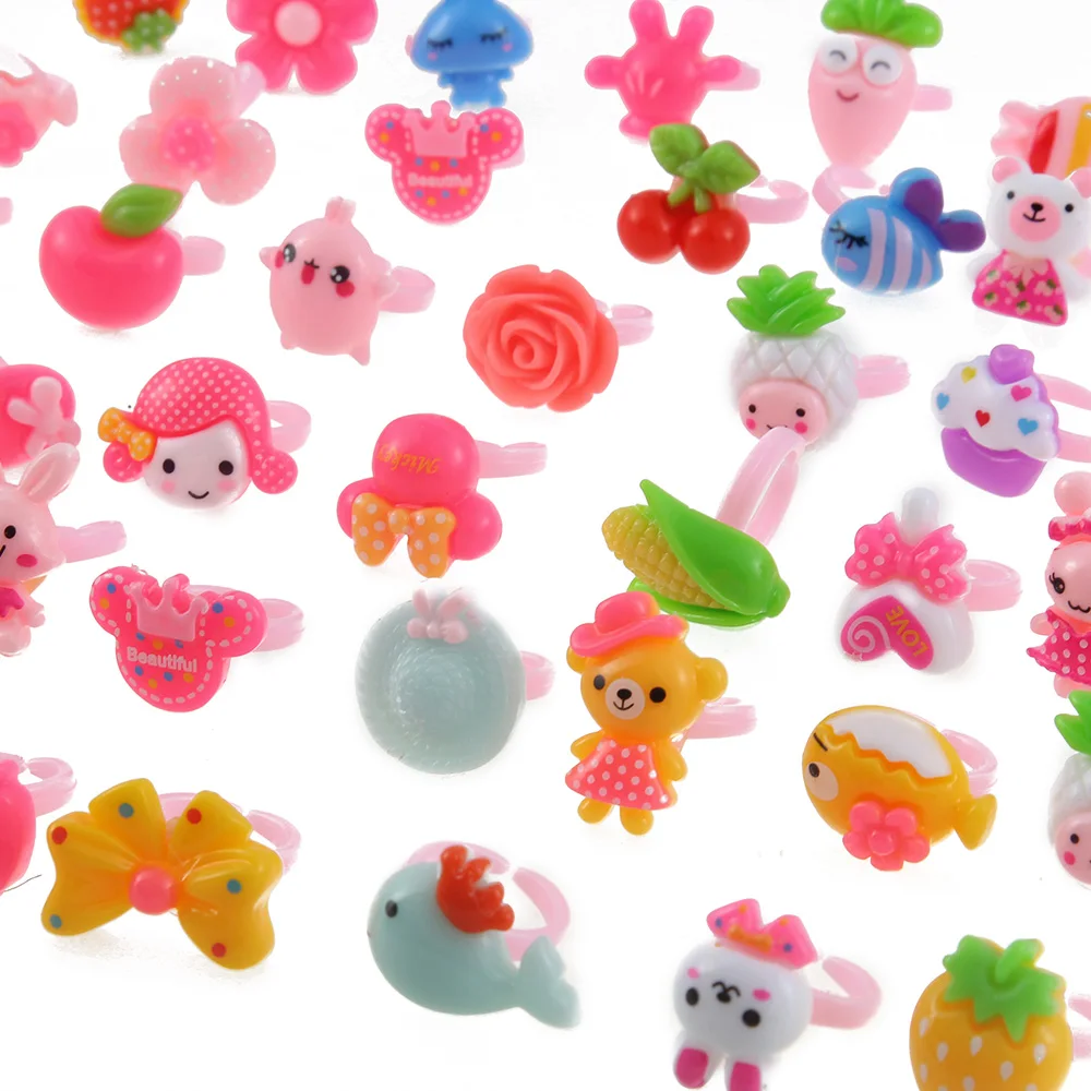 10 шт. детские милые кольца цветок животное модные ювелирные изделия аксессуары