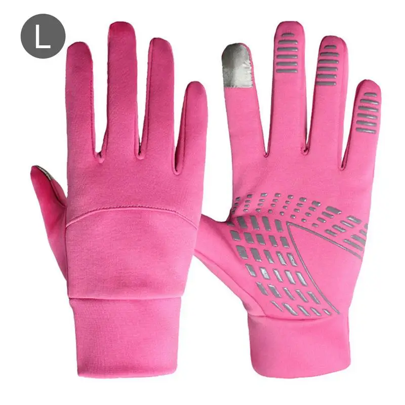 SRORT Pink L Перчатки для бега, зимние Нескользящие, для верховой езды, теплые, морозостойкие, эластичный велосипедный, плюшевые перчатки для спорта на открытом воздухе для мужчин и женщин - Цвет: SRORT Pink L