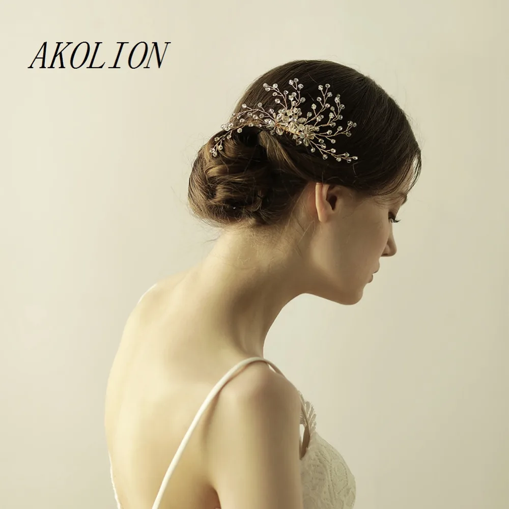 Akolion Женские аксессуары для волос кристалл Бисер Hairwear Расчёски и гребни ручной