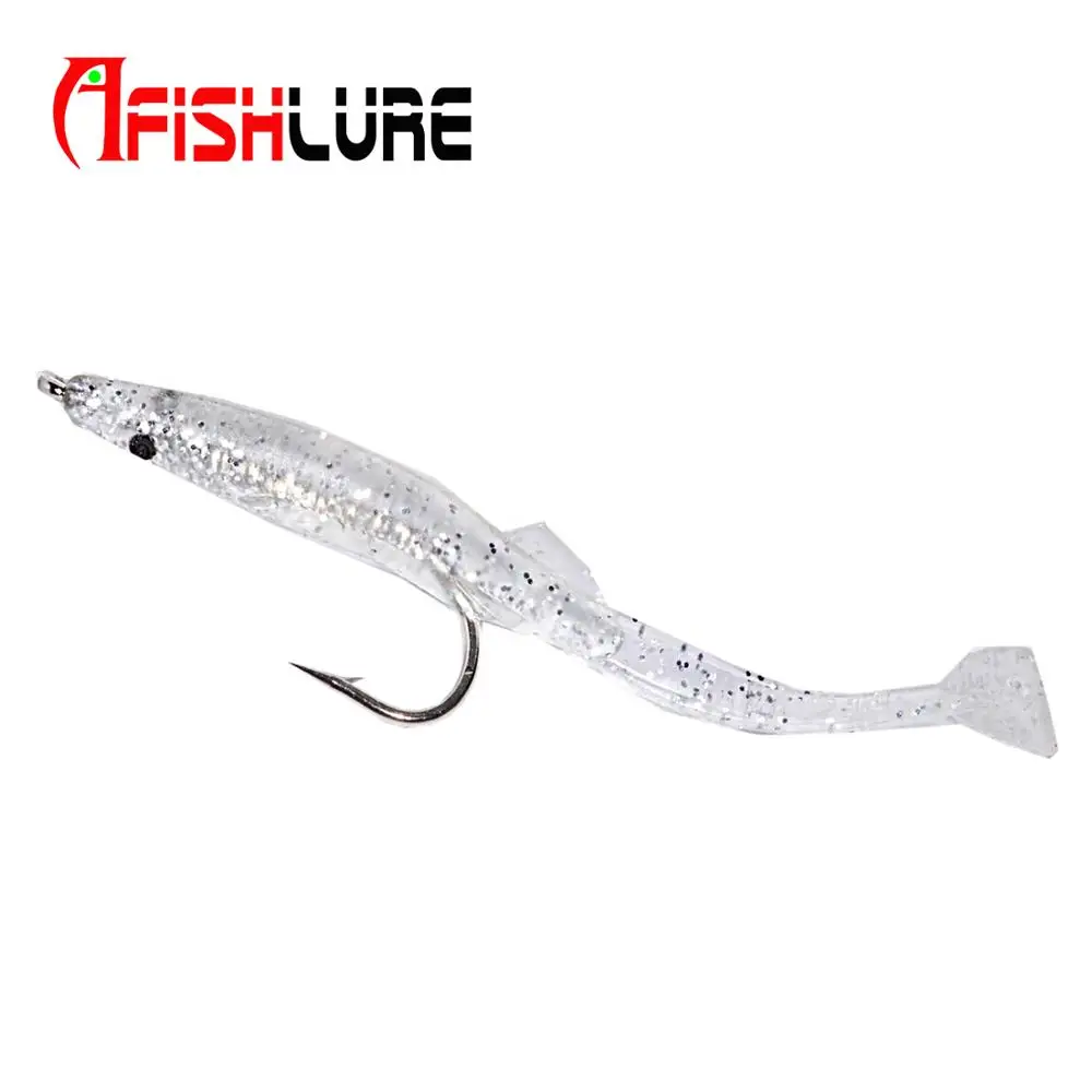 Afishlure, AR-26-65mm, искусственный морской угрь, 65 мм, Т-образный хвост, искусственная приманка, Мягкая приманка, ложная приманка, много цветов на выбор, 16 шт./лот - Цвет: Silver