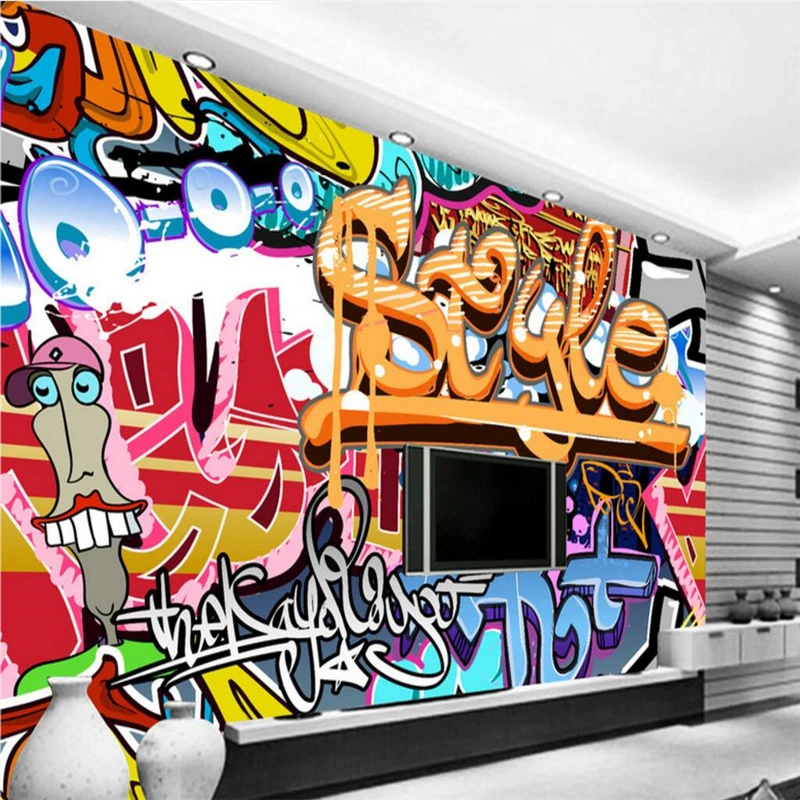

beibehang Wallpaper Mural Wall Stickers Colorful Rock Graffiti Bar KTV Tooling Background Wall papel de parede