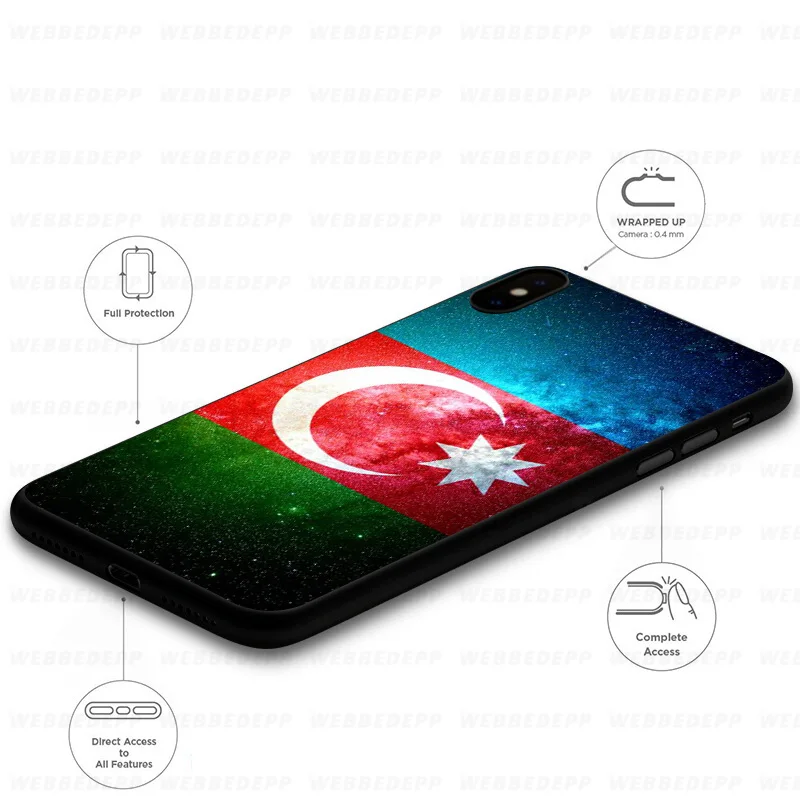 WEBBEDEPP Azerbaijan buta flag Soft Silicone Case for iPhone 11 Pro Xr Xs Max X or 10 8 7 6 6S Plus 5 5S SE |