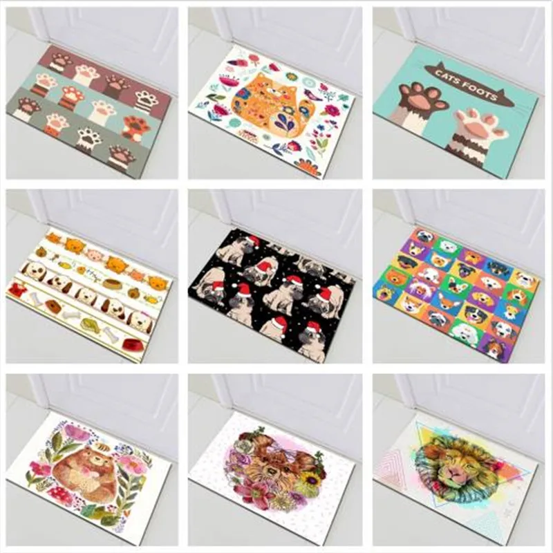 

60*40 Kids Cartoon Cute Dogs And Cats Door Floor Bath Mats Memory Foam Animal Anti Slip Soft Rug for Bedroom Toilet Kitchen Home