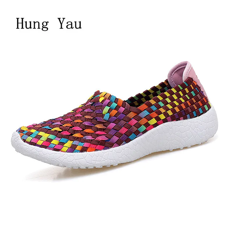 

Women Casual Shoes Flat 2018 Summer Fashion Outdoor Breathable Couple Shoes Shoes Woman Weave Platform Comfortable