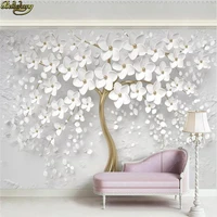 beibehang custom 3d wallpaper mural beautiful wedding room white flowers 3d embossed tv background wall papers home decor