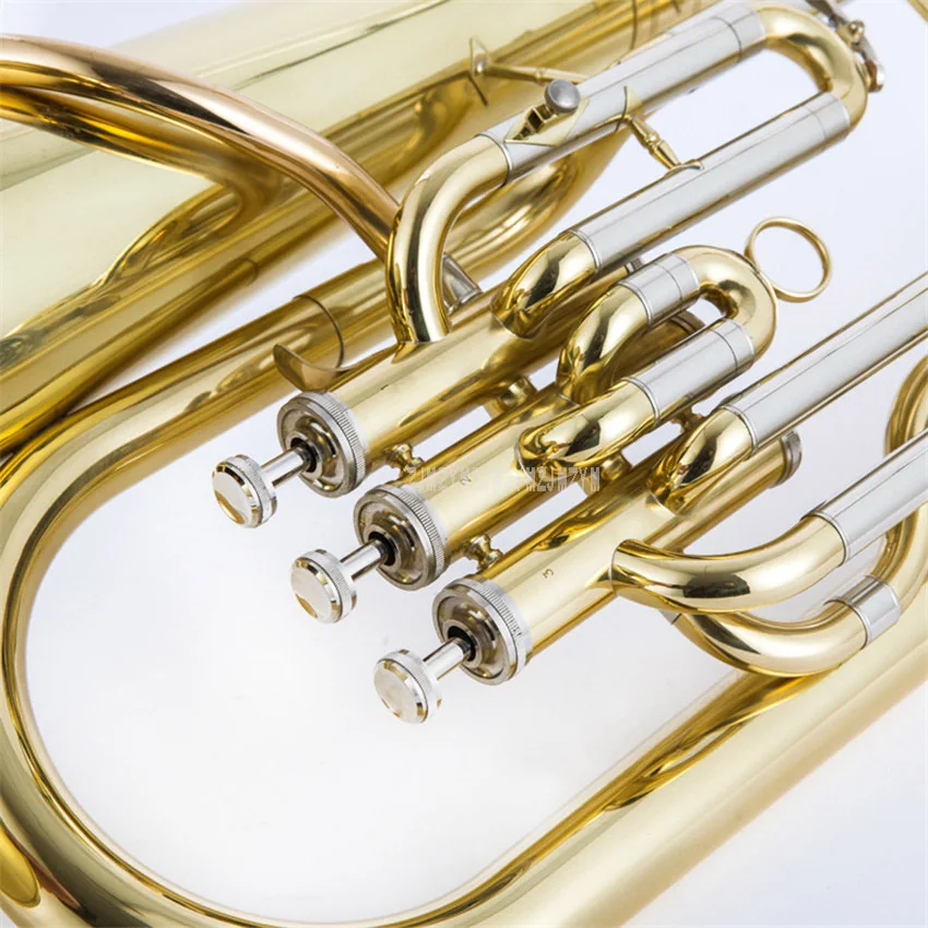 Профессиональный Euphonium 3 прямой ключ Bb бас французский рог золотой Lacque Труба