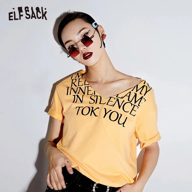 Женские винтажные хлопковые футболки ELF SACK белые повседневные женские топы с