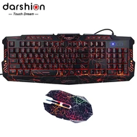 darshion led backlit russian keyboard gaming crack gaming mouse 6 buttons breathing light colorful mice upgraded version