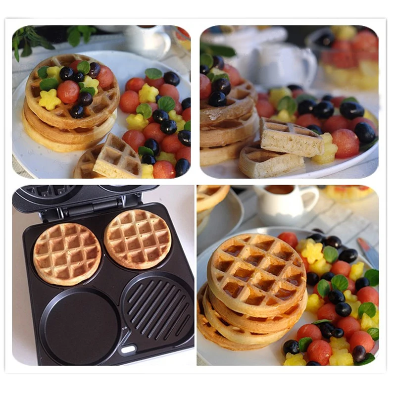 Multi-Functional Waffle Maker Three-in-one breakfast Machine Four-Hole Muffin Egg Frying Pan Pancake SW-289HW | Бытовая техника
