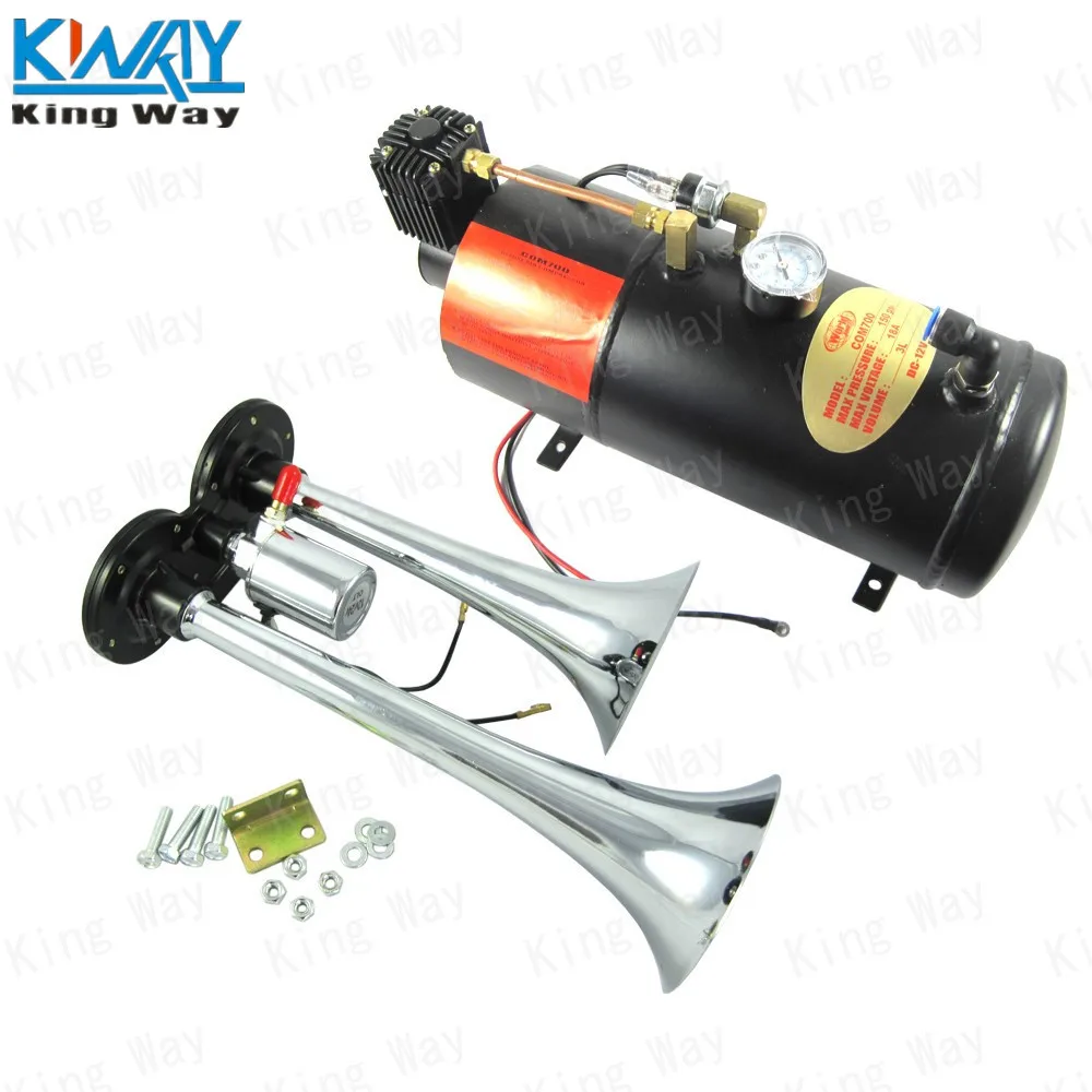 Бесплатная доставка King Way Chrome 12V Dual 2 Air труба Грузовик Лодка воздушный рожок с 125 PSI
