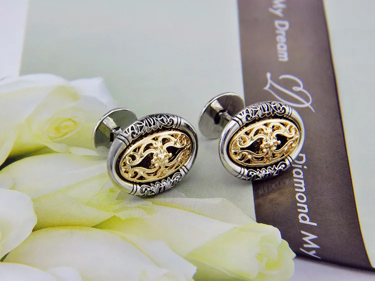 Спарта белый золотой Гальванизированный камень желаний запонки мужские +