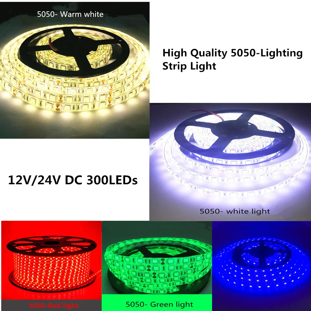 Светодиодный светильник 5050 SMD 5 м 12 В постоянного тока белый/теплый