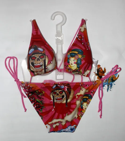 The diamond section 2012 edhardy bikini female models swimwear with chest pad |